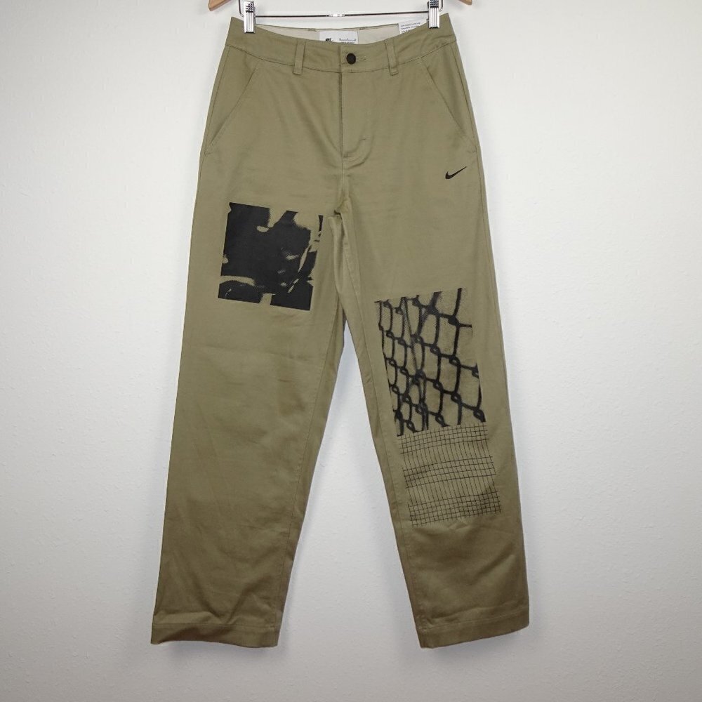 Nike Skateboarding Pants Men's Size 28 Beige Twill Loose Fit Straight Leg